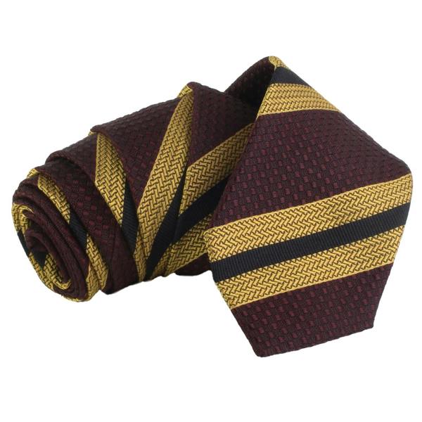 Dries Van Noten narrow woven silk tie in a regimental stripe pattern