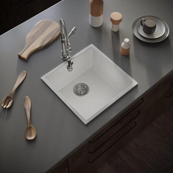 Flode Vänern | 1.0 Bowl Comite Kitchen Sink | Inset or Undermounted | Strainer Waste Supplied | Gloss White Finish