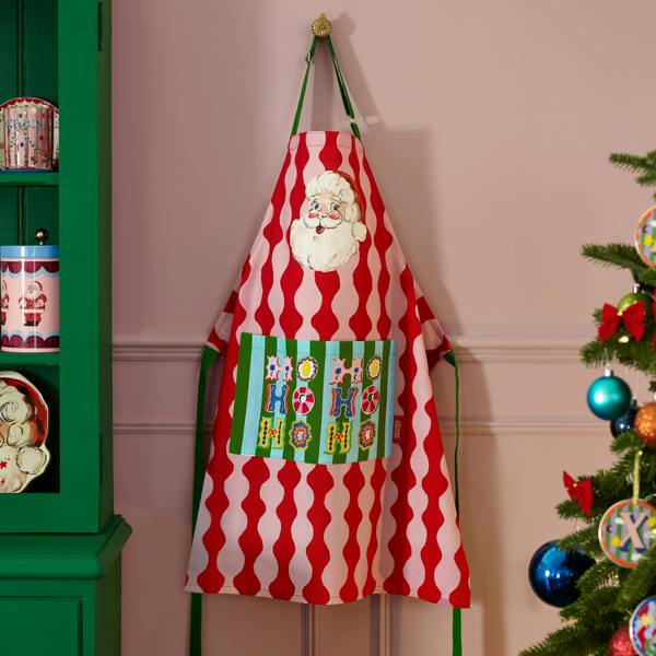 Eleanor Bowmer Santa Cotton Kitchen Adult Apron Bright