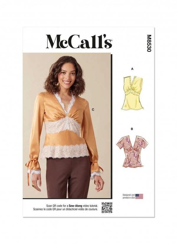McCalls 8530 Paper Sewing Pattern – Women's Top, Intermediate