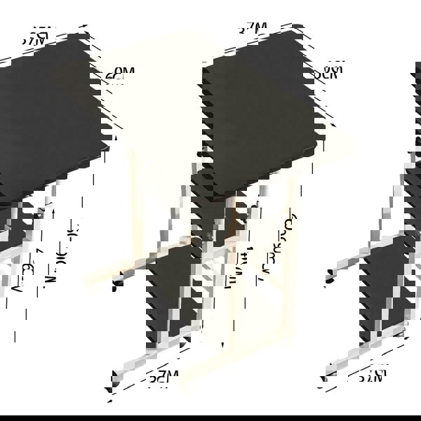 Living and Home 3-tier Height Adjustable Mobile Table Overbed Desk with Shelves Wheels