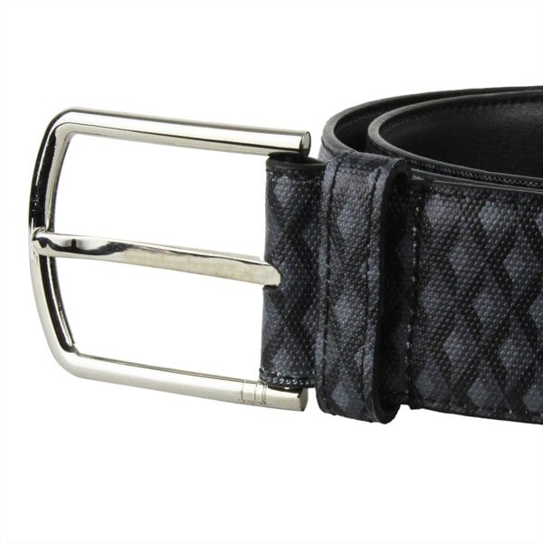 Dunhill luxurious coated canvas belt in a geometric engine turn pattern