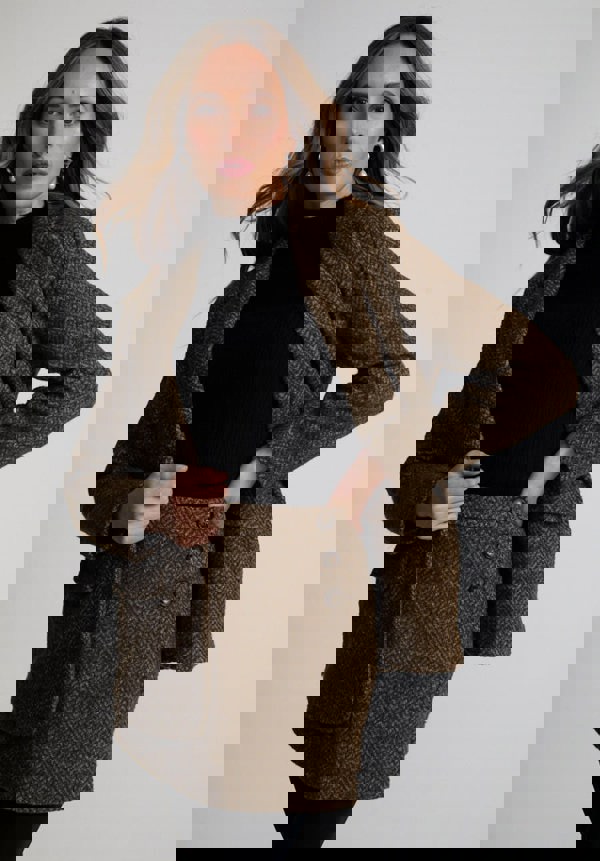 Harriet Tweed Tailored Blazer In Khaki