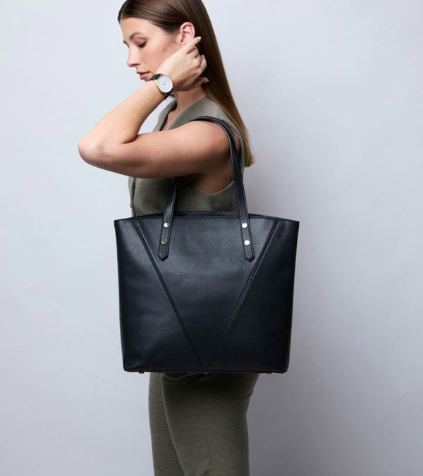 Votch Honor Vegan Bio-Based Bamboo Leather Tote Bag - Black