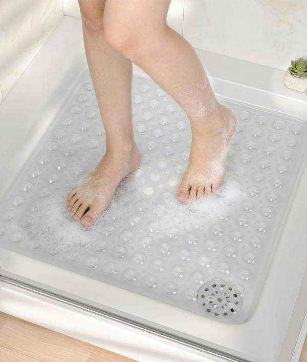 ADOV Square Shower Mat Non Slip Anti Mould, 53 x 53cm Bath Mat for Inside-Shower