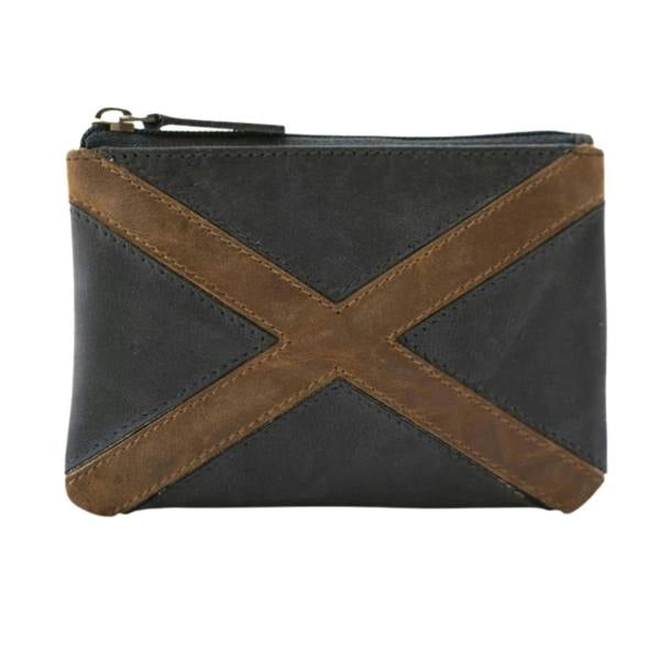Mala Leather Saltire Scottish Flag Leather Coin Purse