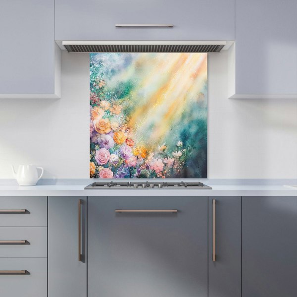 Warren Reed Summer Flowers Glass Kitchen Splashback - 00006