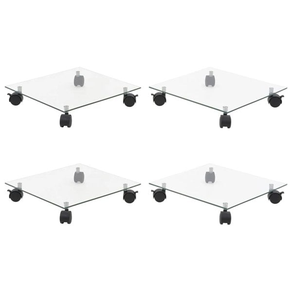 Berkfield Plant Rollers 4 pcs 35x35 cm Tempered Glass Square