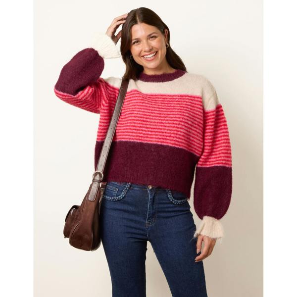 Blue Vanilla Striped Round Neck Knit Jumper