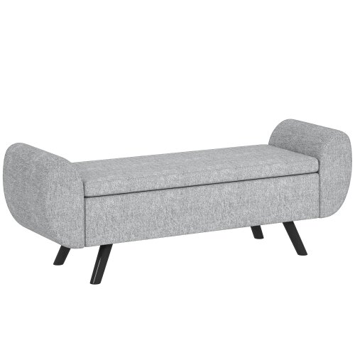 Wyld Haus Nesama Linen Grey Storage Bench With Armrest