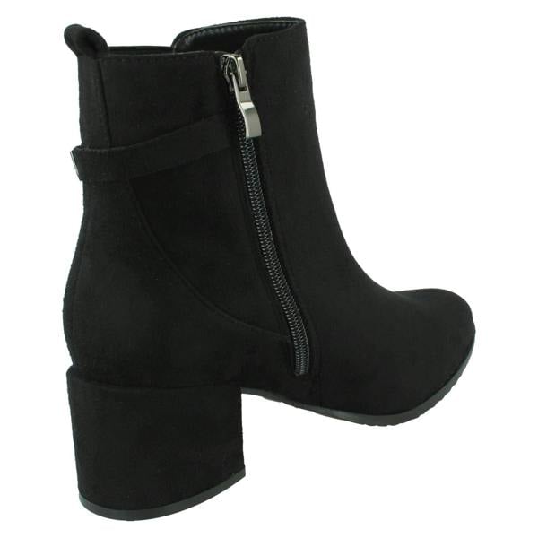 Spot On Ladies Spot On Mid Block Heel Ankle Boots with Back Strap F51239
