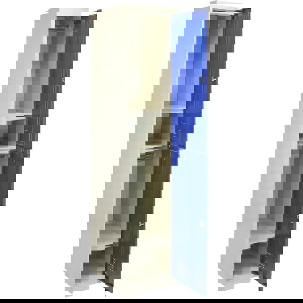 Monstershop Metal Storage Lockers - Two Doors, Flatpacked, Blue