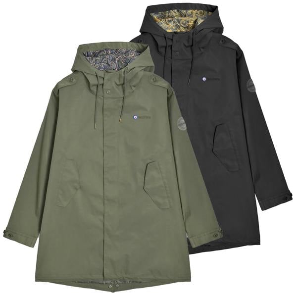 Lambretta Mens Waterproof Paisley Hooded Classic Badge Parka