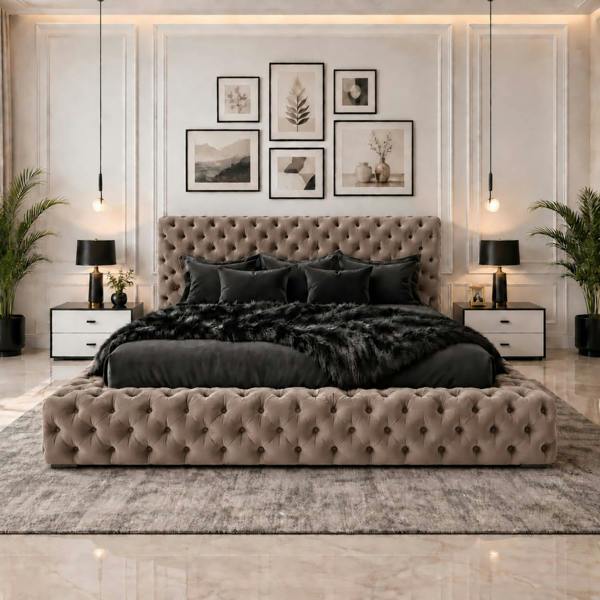 Paradise Beds Velmora Luxury Chesterfield Upholstered Bed Frame with Deep Button Headboard