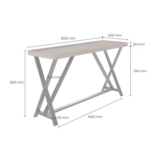 Wyld Haus Trento Aged Grey Oak and Metal Console Table