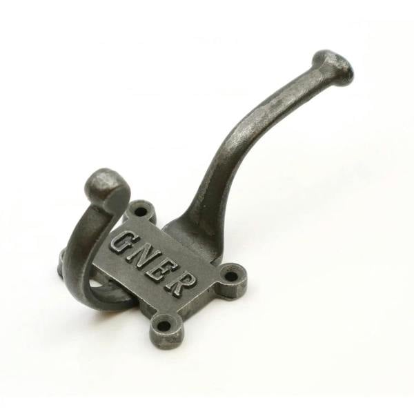 Coat Hook Double ‘GNER’ 2 Part Cast Antique Iron 125mm - Pack of 5