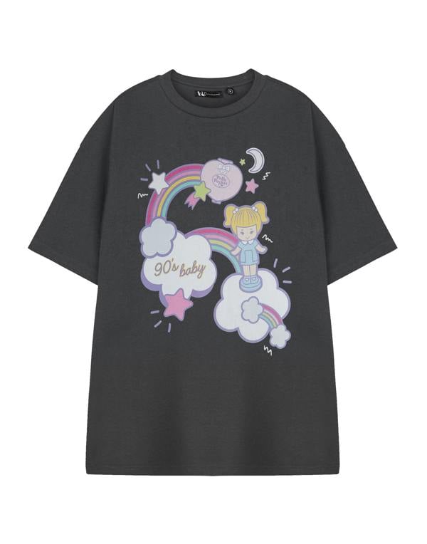 Polly Pocket Womens Grey 90's Baby Short Sleeved T-Shirt