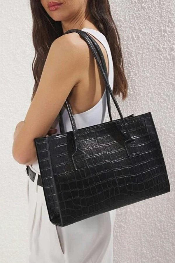 WOVCOR Textured Women's Midi Tote Shoulder Bag