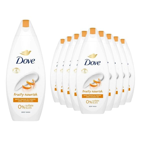 Dove Fruity Nourish Body Wash 10 Pack, 0% Sulfate SLES Shower Gel, 225ml
