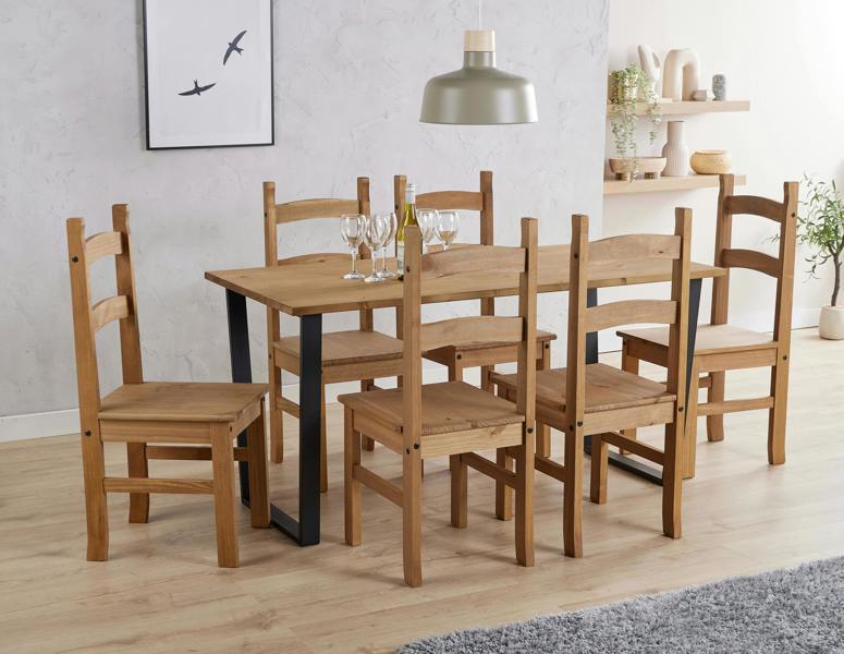Core Products Texas 7-Piece Dining Set, Table & 6 Chairs, Industrial Design