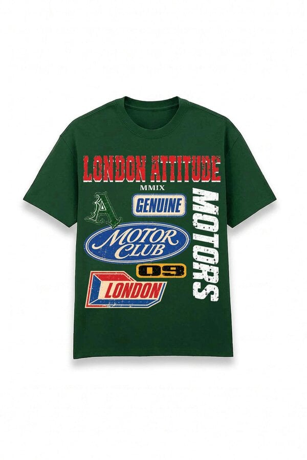 London Attitude Oversized Heavyweight Vintage Racing T-Shirt