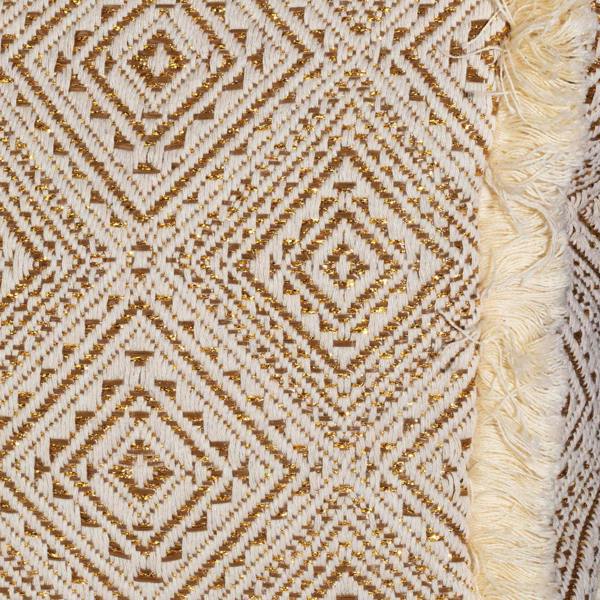 Elie Beaumont Summer Tote - Fringe Gold Diamond Jacquard weave