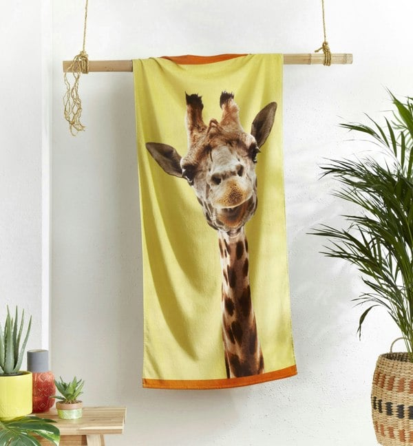 Catherine Lansfield Giraffe Yellow Beach Towel