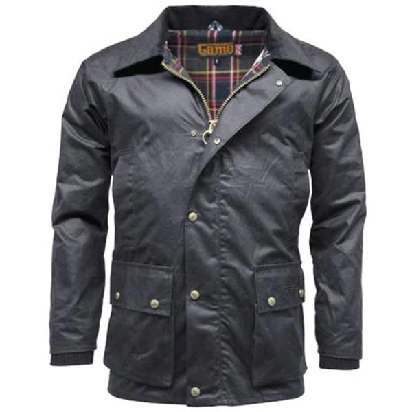 Navy Game Barker Antique Wax Jacket for men