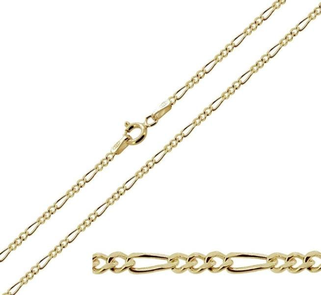 9ct Yellow Gold Plated on Sterling Silver 1.5mm Figaro Chain - Love Silver Jewellery
