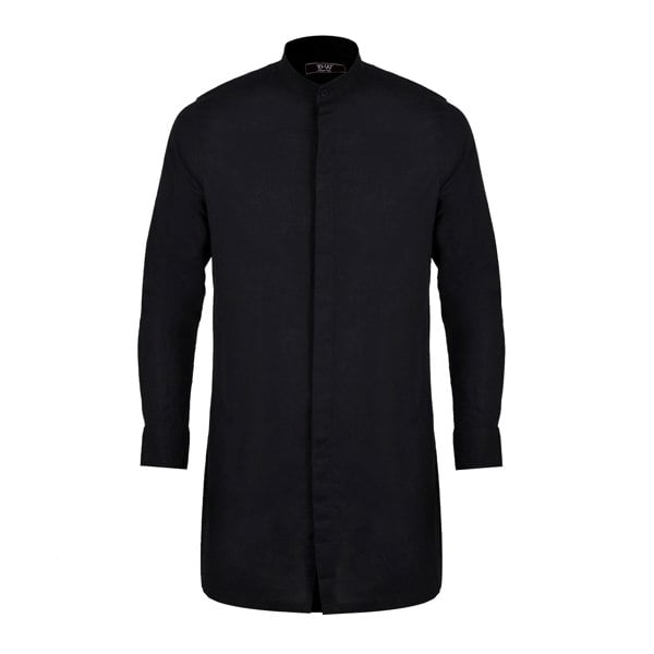 Hugo Linen Mandarin Collar Tunic Shirt