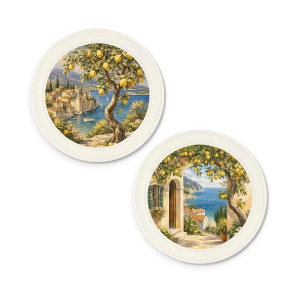 Exceptional Art Lemon Tree Views - Oxford Strong White Round Frame