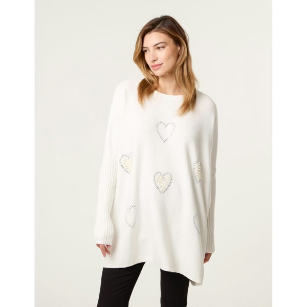 Blue Vanilla Embellished Oversized Heart Jumper