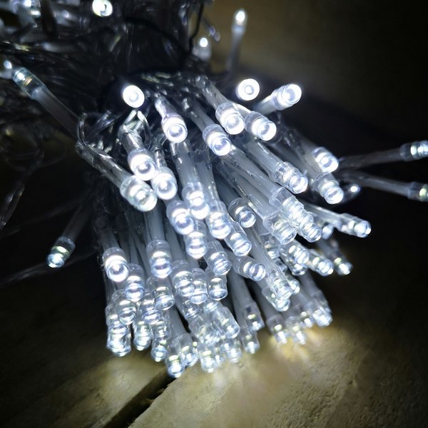 Samuel Alexander 50 LED 5m Premier Christmas Outdoor Multi Function Battery Lights with Timer & Clear Cable in Cool White