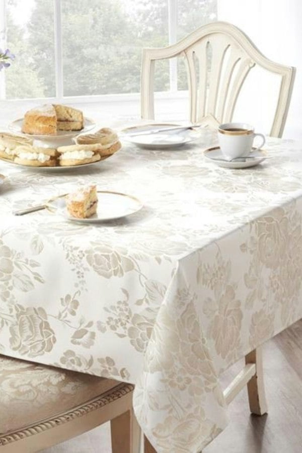 Emma Barclay Grace Floral Jacquard Tablecloths - Natural