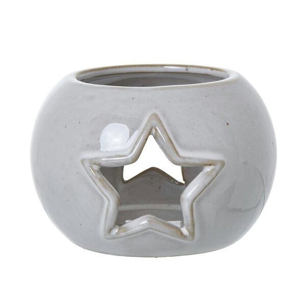 Hill Interiors Ceramic Star Cut-Out Tealight Holder - White