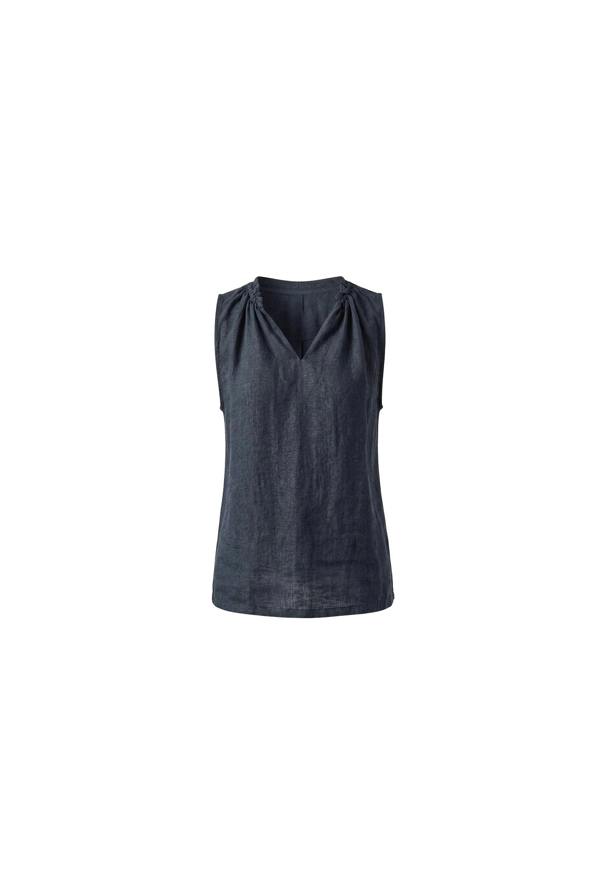 James Lakeland Navy Pure Linen Sleeveless Top