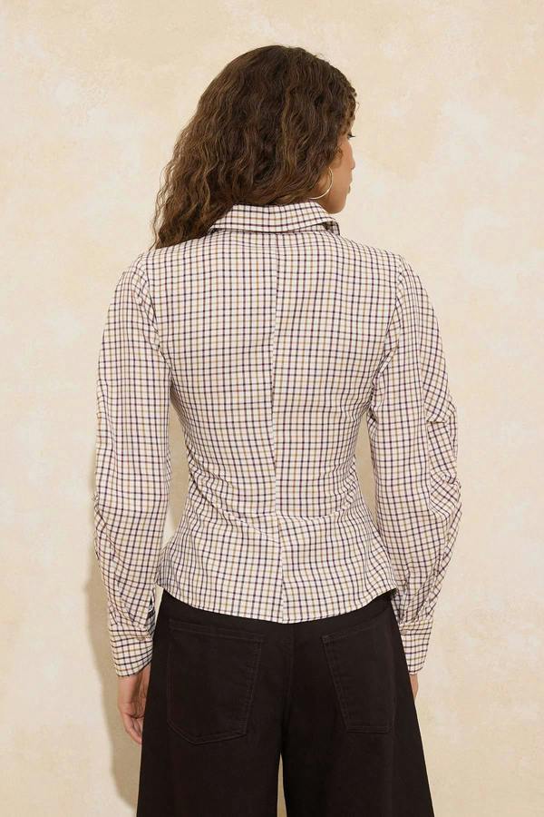WOVCOR Balloon Sleeve Fitted Asymmetric Shirt