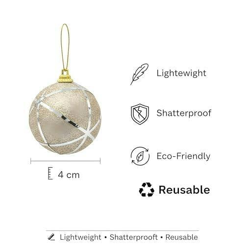 4cm Glittered Soft Foam Silver Christmas Baubles, 12 Pack Hanging Decorations image 8