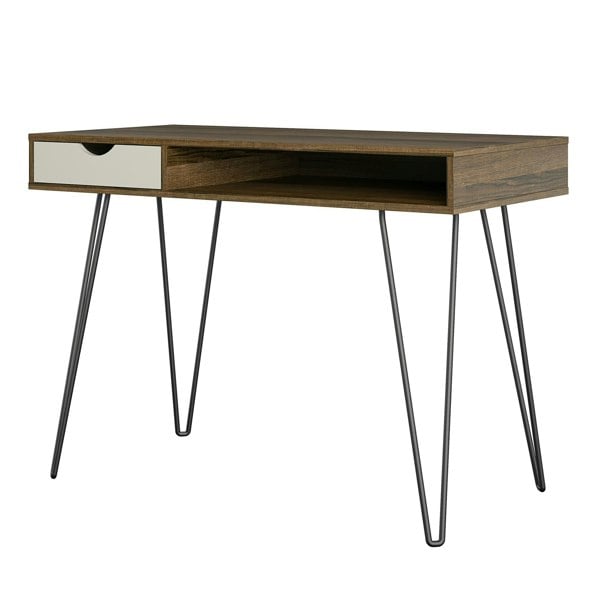 Dorel Home Concord desk with storage in brown / grey
