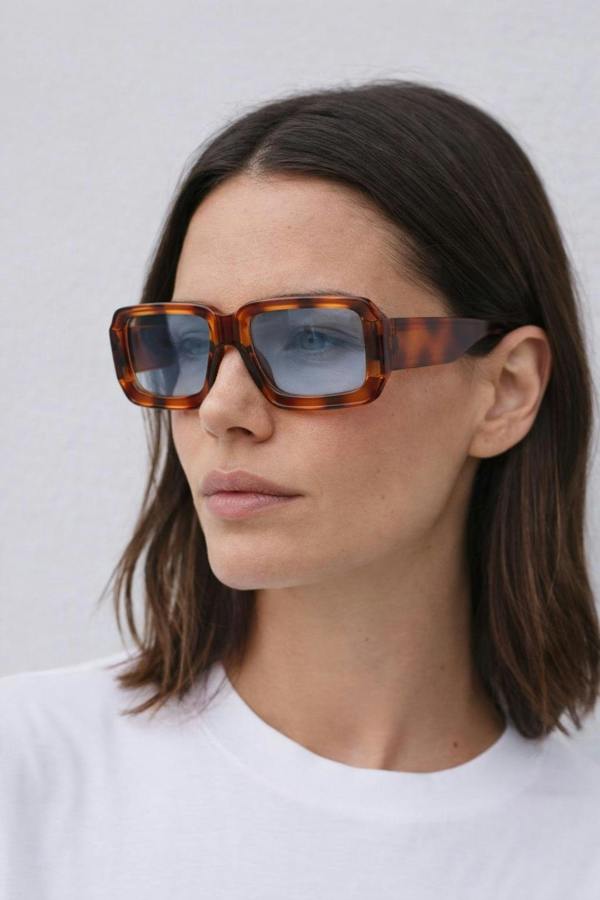 Oversized Square Frame Sunglasses In Brown Stripe - svnx