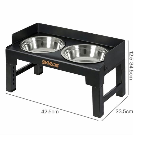Skylos Elevated Pet Feeder Double Raised Dog Bowls 6 Height Food Water Feeding