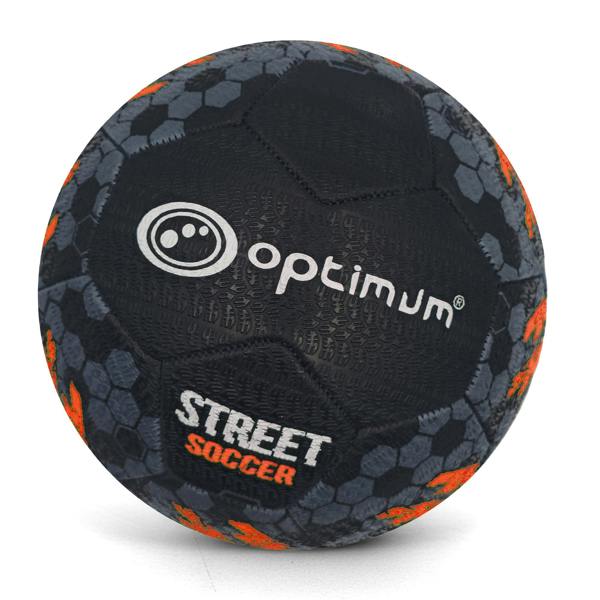 Street Football – Orange, tyre-grip Korean rubber match & training ball, all surfaces, Sizes Mini–5 - Optimum