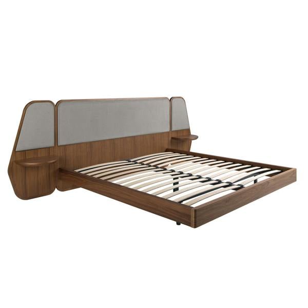 Angel Cerdá Bed Walnut and Grey Fabric 7175