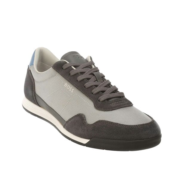 Boss Mens Titanium Leather Trainers - Grey