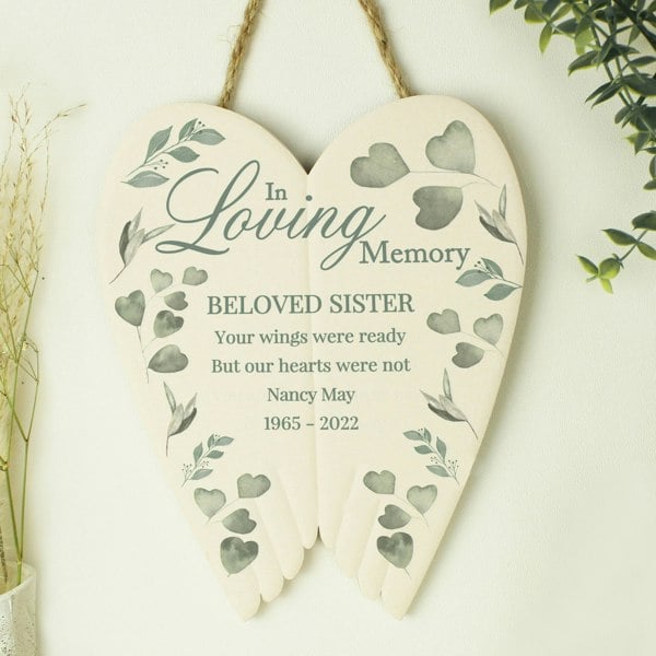 Personalised Memento Company Personalised Botanical In Loving Memory Ceramic Wings
