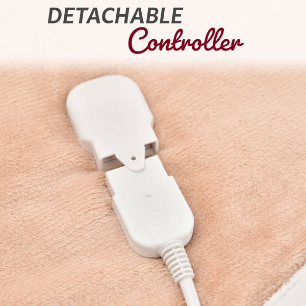 GlamHaus Heated Throw Electric Fleece Over Blanket Sofa Bed Large 160 X 130cm Toasted Almond