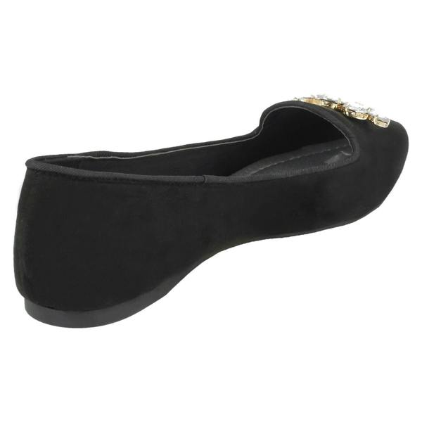 Spot On Ladies Spot On Jewel Trim Vamp Ballerinas