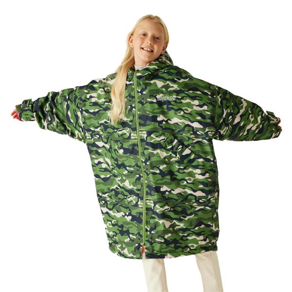 Regatta Childrens/Kids Camouflage Waterproof Changing Robe - Storm Blue/Nordic Blue - 