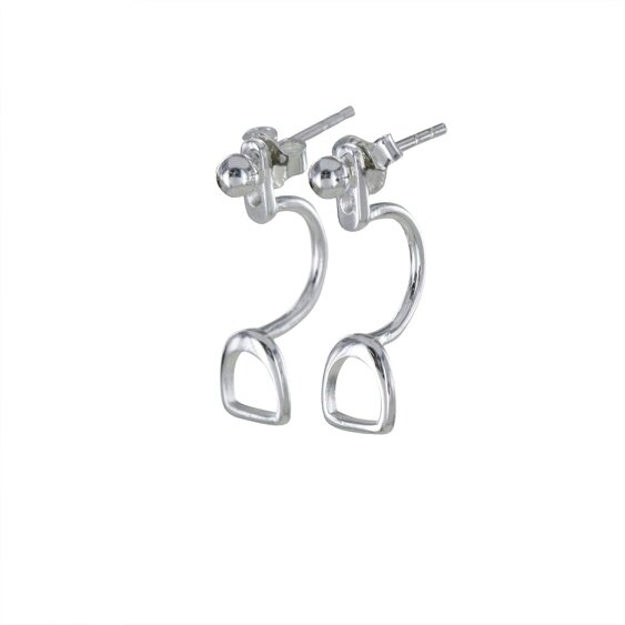 Reeves & Reeves Sterling Silver Bead and Stirrup Cuff Stud Earrings