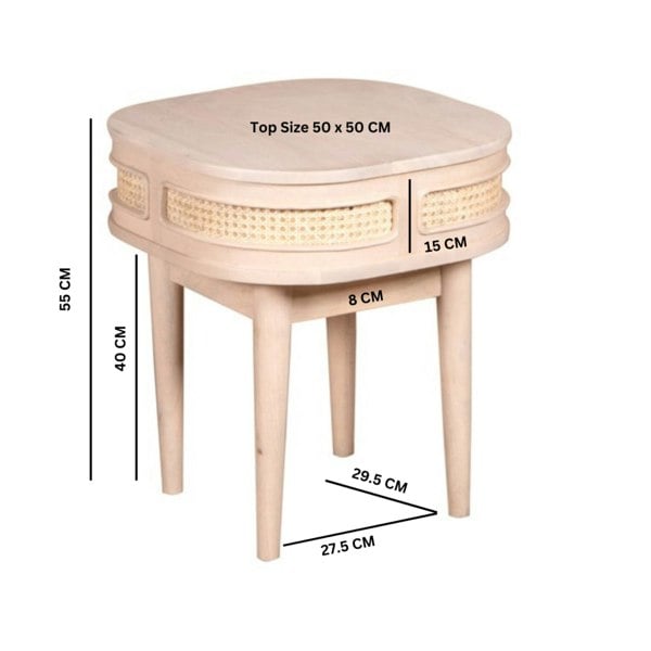 IH Design Carlester Cane And Wood Bedside Table